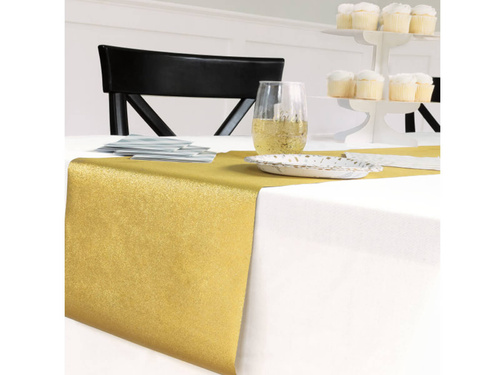 Dekorációs brokát asztali futó - arany - 33 cm x 2,74 m - 1 db.