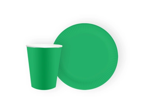 Készlet poharak + papírtányérok zöld - 24 db.