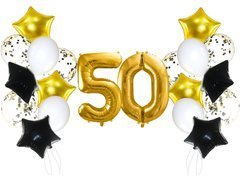 50. születésnapi lufi készlet arany és fekete - 21 db.