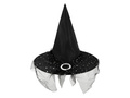 Boszorkánysapka tüllel fekete - 1 db.