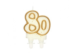 80. születésnapi gyertya arany peremmel - 1 db.
