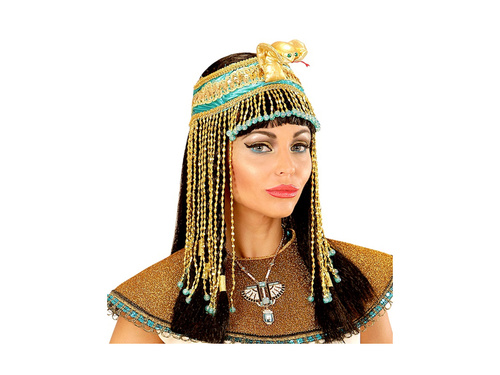 Exkluzív egyiptomi fejdísz kígyóval és gyöngyökkel