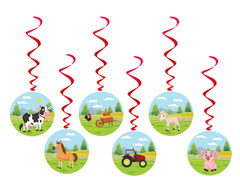 Születésnapi farm függő dekoráció - 6 db.