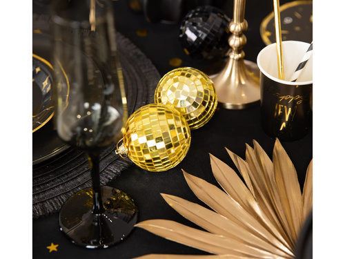 Arany és fekete tükör diszkógömbök - 7 cm - 6 db.