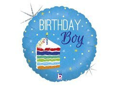 Születésnapi fiú fólialufi tortával - 46 cm - 1 db.