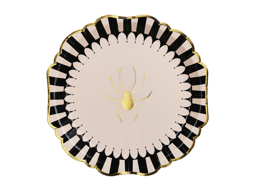 Arany pók halloweeni papírtányér - 23 cm - 6 db.