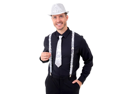 Flitteres nyakkendő - ezüst - 36 cm - 1 db.