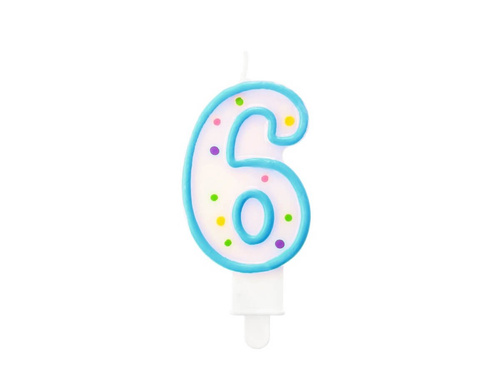 Hatos számú gyertya pöttyökkel - 1 db.