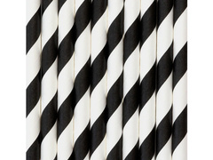 Fehér és fekete csöves szívószálak - 10 db.