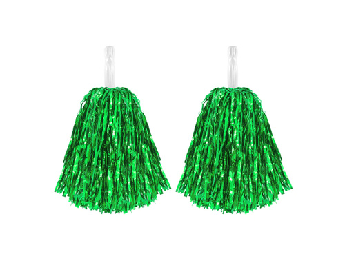 Fémes zöld pomponlány pomponok - 2 db.