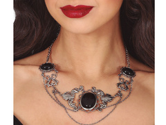 Gótikus nyaklánc fekete kövekkel - 1 db.