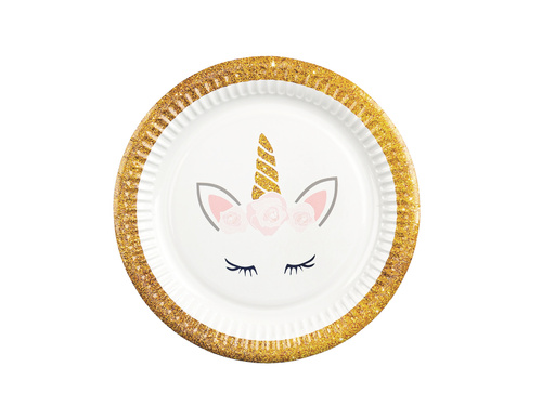 Gyönyörű egyszarvú születésnapi tányérok - 18 cm - 6 db.