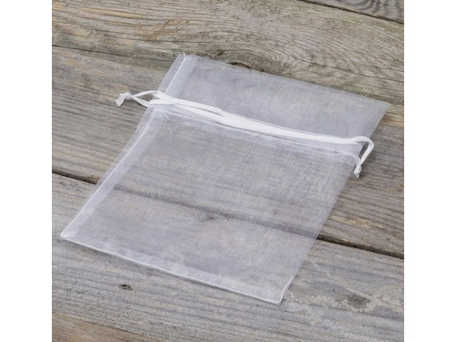 Organza tasakok vendégeknek - fehér, egyszínű - 9 x 12 cm - 10 db.