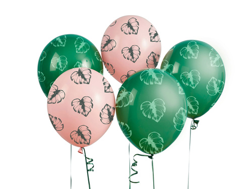 Trópusi levelek latex lufi - 30 cm - 5 db.