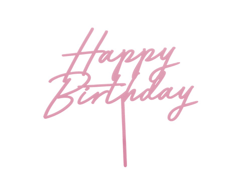 Boldog születésnapot tortadísz rózsaszín - 16,5 x 18 cm - 1 db.