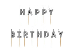 Pikers gyertyák Boldog születésnapot tábla - ezüst