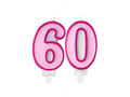 Rózsaszín számgyertyák - 60 - hatvan - 2 db.