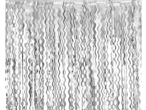 Ezüst fém spirál függöny - 100 x 200 cm