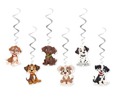 Akasztós dekoráció Születésnapi kutyák - 6 db.