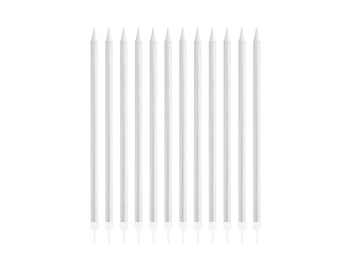 Ezüst születésnapi gyertyák - 13,5 cm - 12 db.