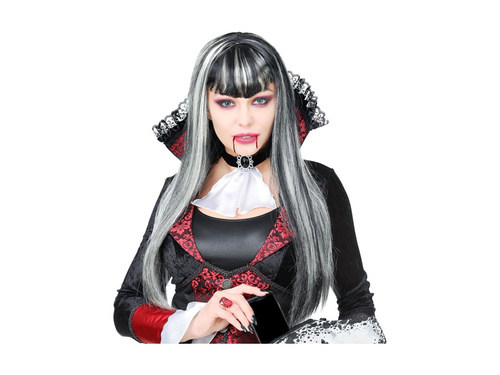 Vampiria hosszú fekete-fehér paróka