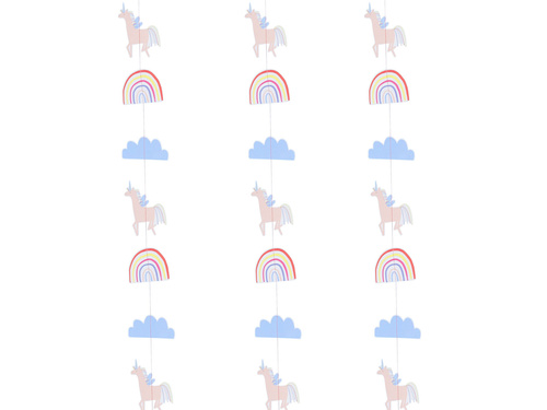 Egyszarvú függő dekoráció - 8,5cm x 5 m - 1 db.