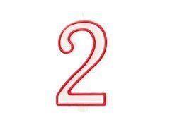 Számgyertya piros szegéllyel két - "2"