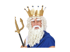 Fehér göndör paróka szakállal, bajusszal és szemöldökkel