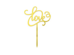 Arany tükör plexi tortabevonó Love - 16 cm