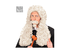 Bírói paróka bajusszal és kecskeszakállal