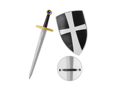 Keresztes lovag szett: pajzs és kard - kard 49 cm, pajzs 19 cm
