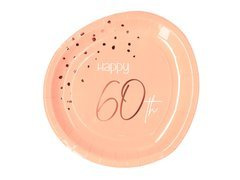 Boldog 60. születésnapot barackos tányérok - 23 cm - 8 db.