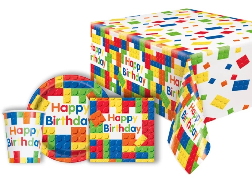 Csészék, tányérok és papírszalvéták készlete + asztalterítő születésnapi Cloches - 33 db.