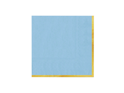 Kék papírszalvéta aranyszegéllyel - 33 cm - 10 db.