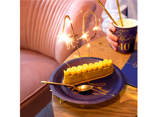 Negyvenedik születésnapi papírtányér tengerészkék - 18 cm - 6 db.