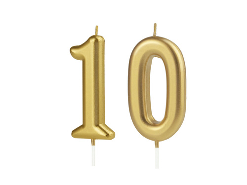 Arany számgyertyák - 10 - 2 db.